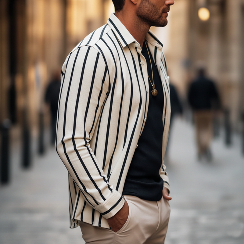 Men's Urban Casual Cotton Long-sleeved Shirt  MTA2413L9U