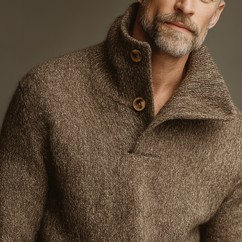 Men's Retro Casual Knitted Button Lapel Pullover Sweater MTA1654L8TO