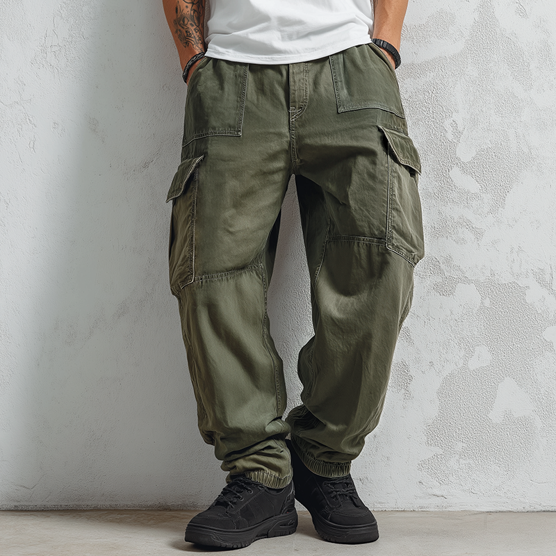 Men's Retro Casual Cotton Washed Cargo Pants MTA3085J7TO