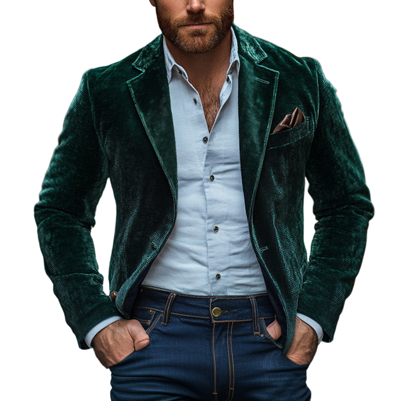 Men's Vintage Solid Color Corduroy Lapel Blazer MTA1287I9X
