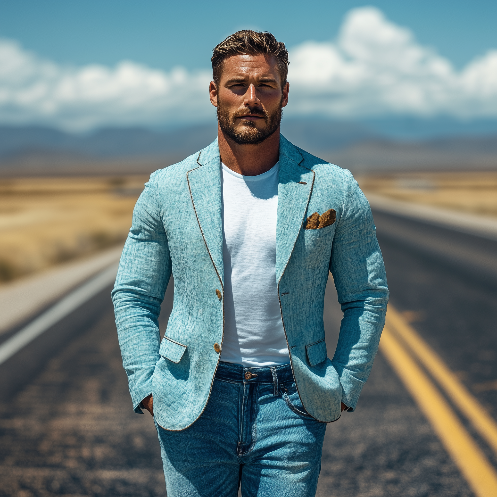 Men's Classic Casual Cotton And Linen Blend Collar Hem Single-breasted Slim-fit Blazer MTA1972G4K