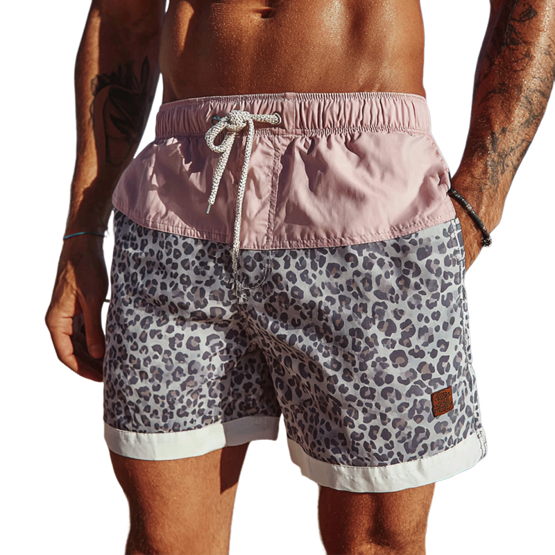 Men's Leopard Print Elastic Sports Shorts MTA0716G8X