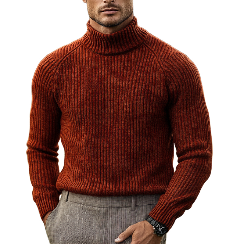 Men's Solid Color Turtleneck Casual Sweater MTA2816H4X
