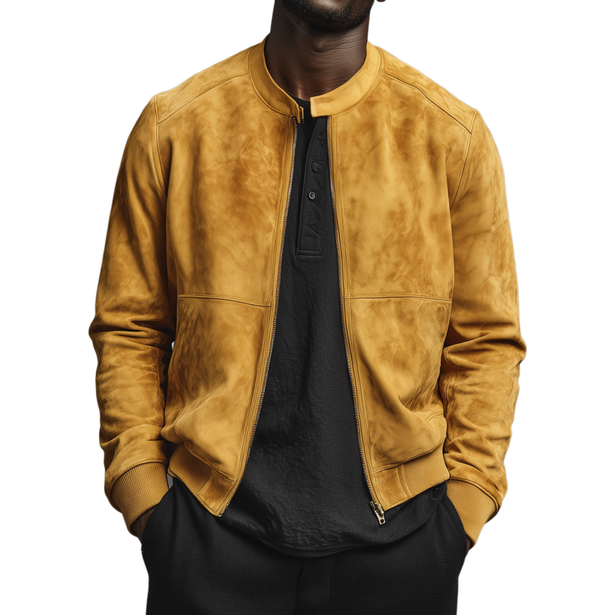 Men's Classic Casual Suede Stand Collar Loose Zipper Thin Jacket MTA0271H2K
