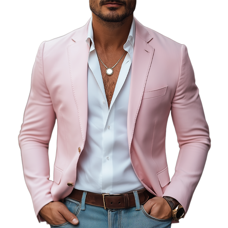 Men's Autumn Business Notched Lapel Two Button Blazer MTA2550G7U