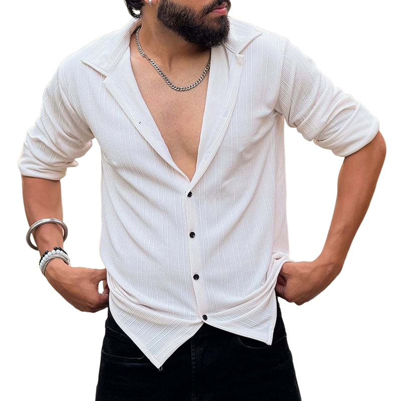 Men's Solid Color Long-sleeved Shirt MTA2874G0X