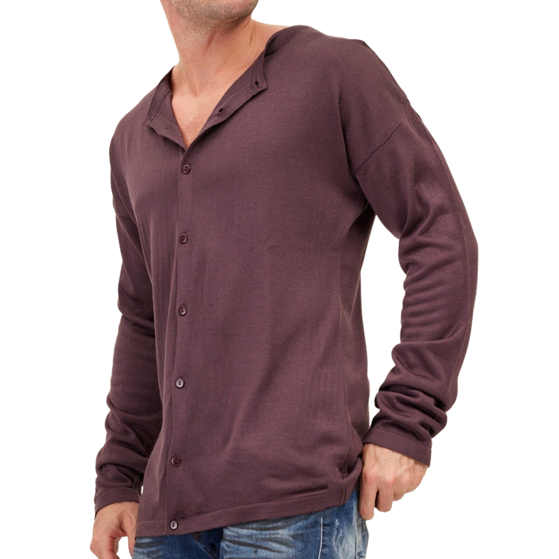 Men's Casual Comfortable Premium Fabric Collarless Long Sleeve Shirt 58049032F