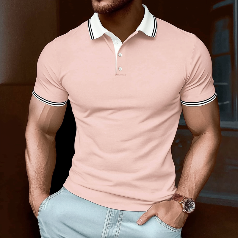 Men's Summer Business Cotton Short Sleeve POLO Shirt MTA2399G6U