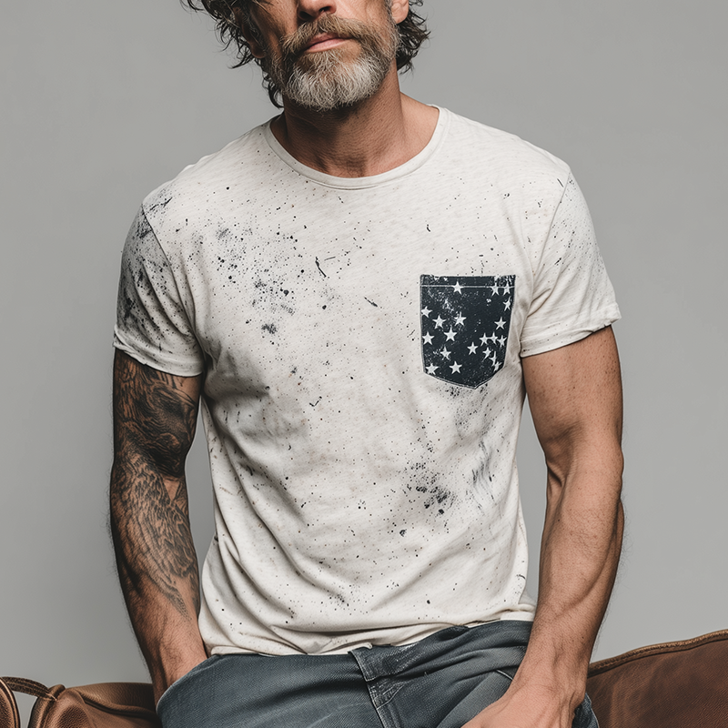 Men's Vintage Printed Cotton Short Sleeve T-Shirt MTA1863G4P