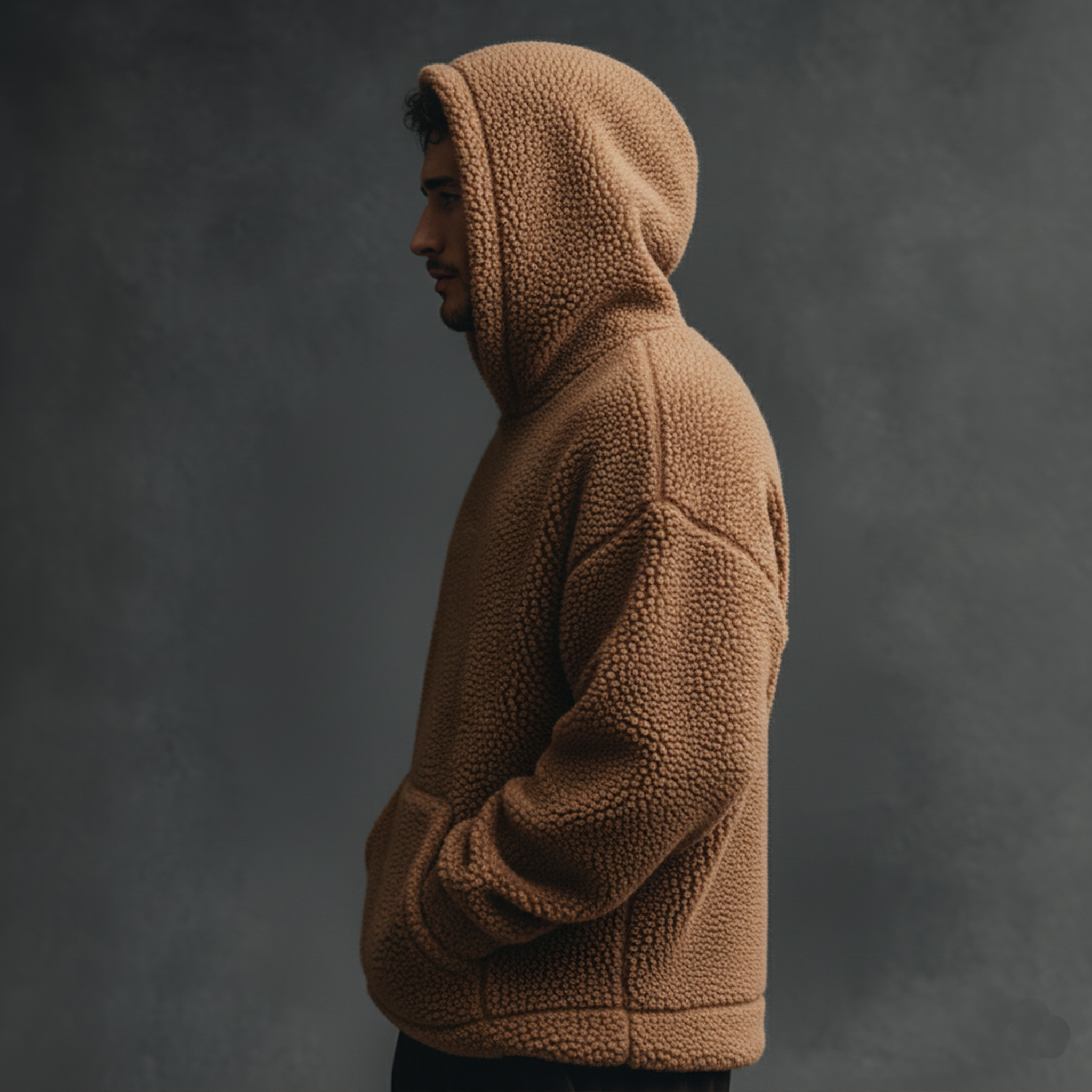 Men's Classic Casual Hooded Teddy Fleece Loose Sweatshirt MTA1789J9K