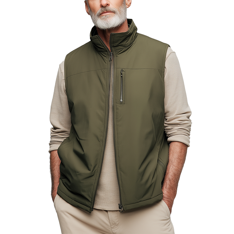 Men's Simple Solid Color Blended Double-head Zipper Vest MTA0563H2P