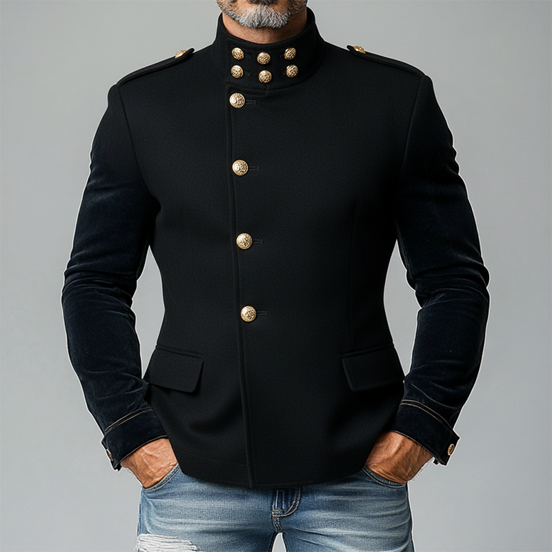 Men's Solid Color Stand Collar Button Slim Fit Jacket MTA1383K8X