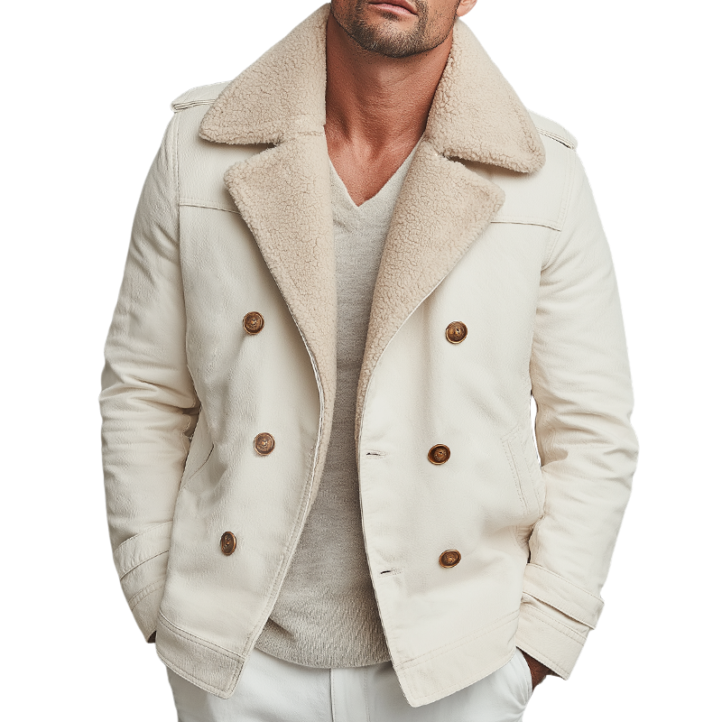 Men's Retro Casual Plush Warm Lapel Cotton Jacket MTA2277I1TO