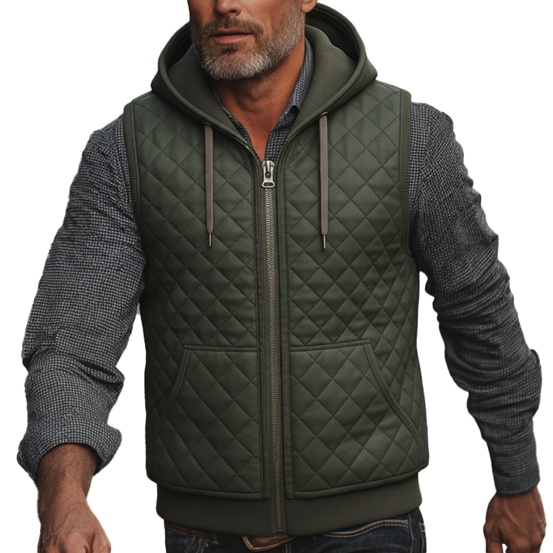 Men's Winter Fashion Quilted Hooded Sleeveless Vest MTA2874K6P