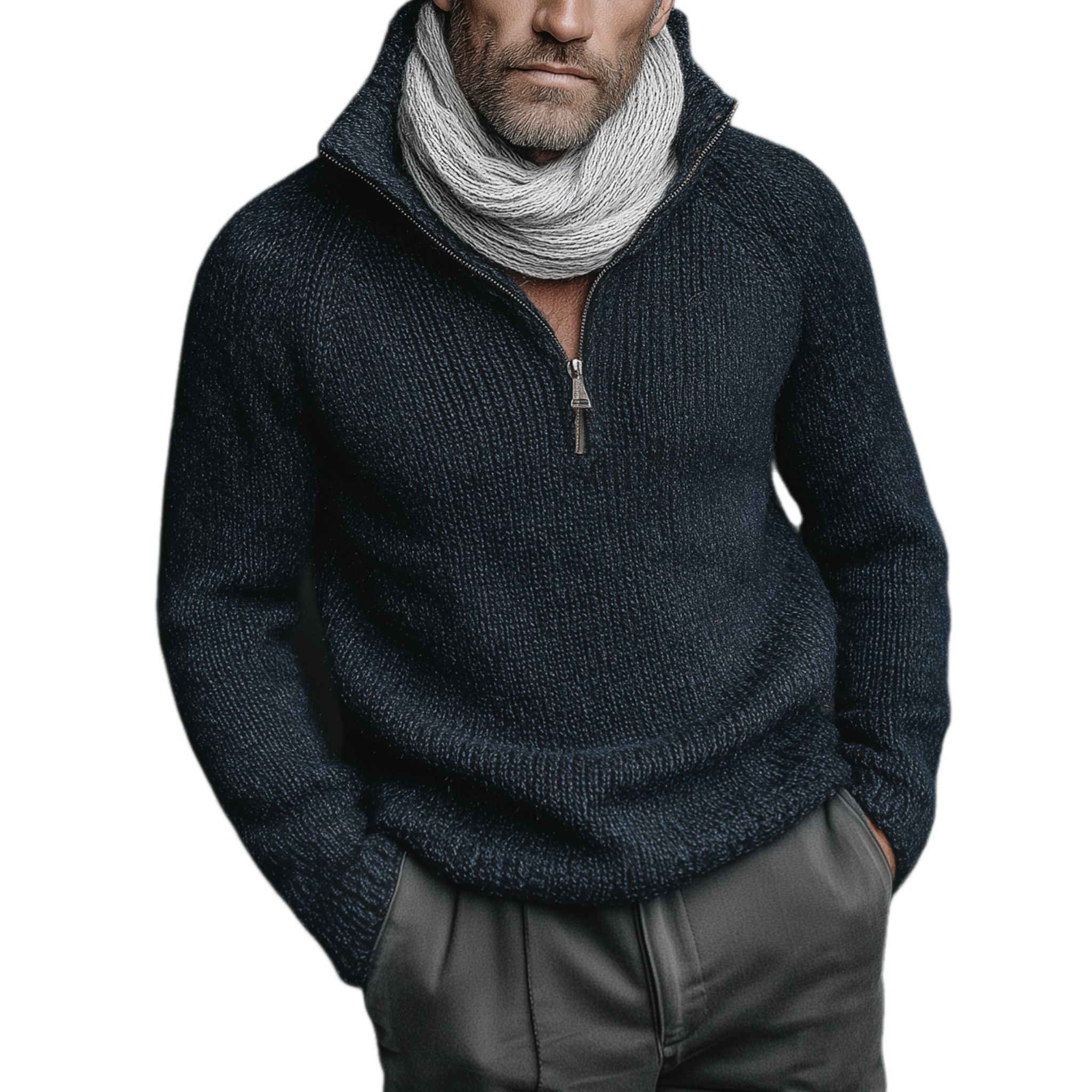 Men's Classic Casual Stand Collar Zipper Slim Fit Sweater MTA1808I5K