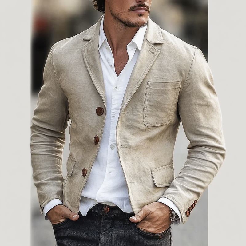 Men's Solid Color Casual Cotton Single-breasted Blazer MTA2076H0X