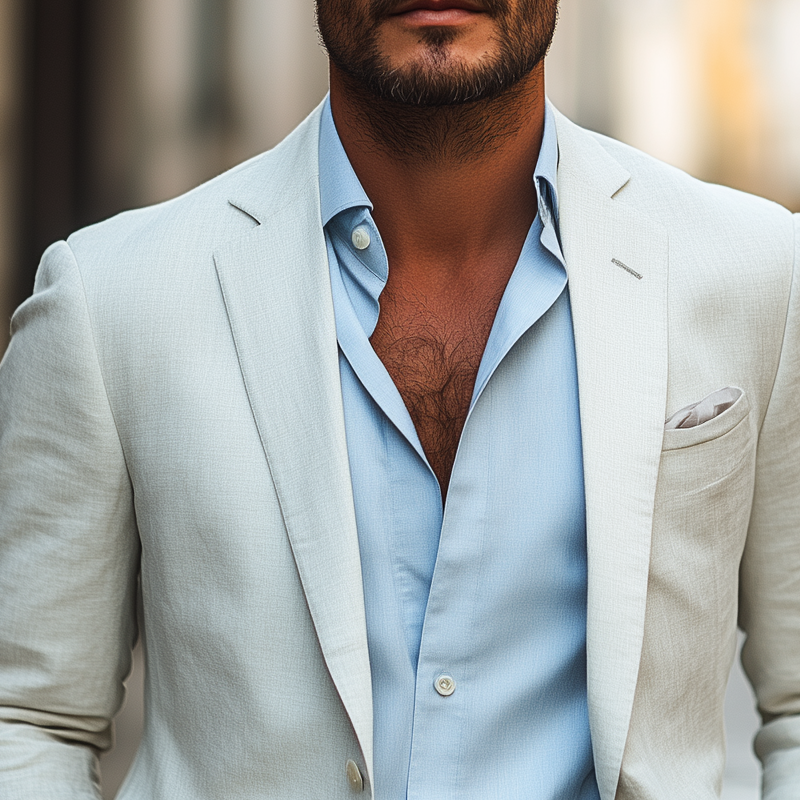 Men's Solid Cotton Casual Lapel Blazer MTA2201I1X