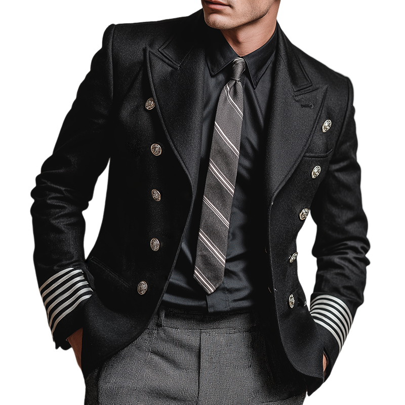 Men's Retro Casual Striped Blazer MTA1582I7TO