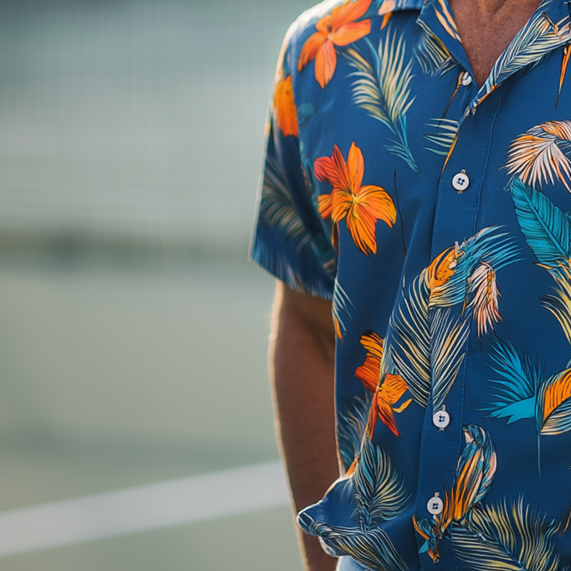Men's Summer Fashion Polyester Blended Printed Short Sleeve Shirt MTA1058F3P
