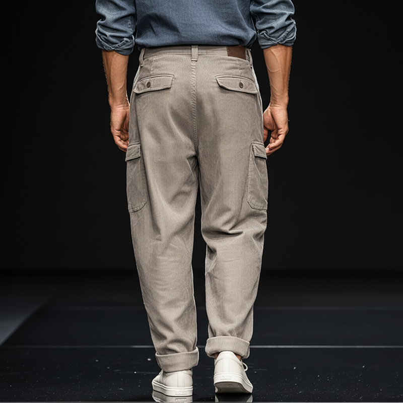 Men's Classic Light Grey Corduroy Casual Pants MTA2804J5U