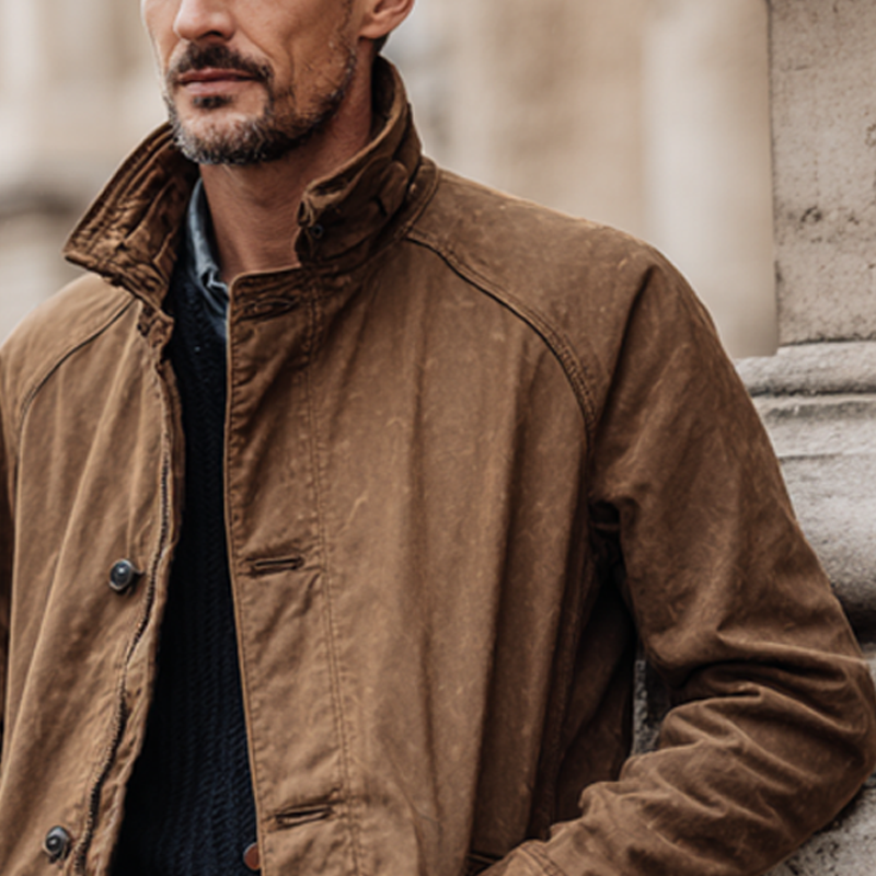 Men's Vintage Distressed Cotton Lapel Single-breasted Loose Trench Coat MTA1310H6X