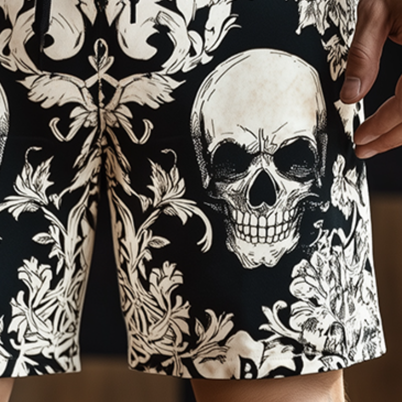 Men's Retro Skull Print Casual Shorts 74864208TO