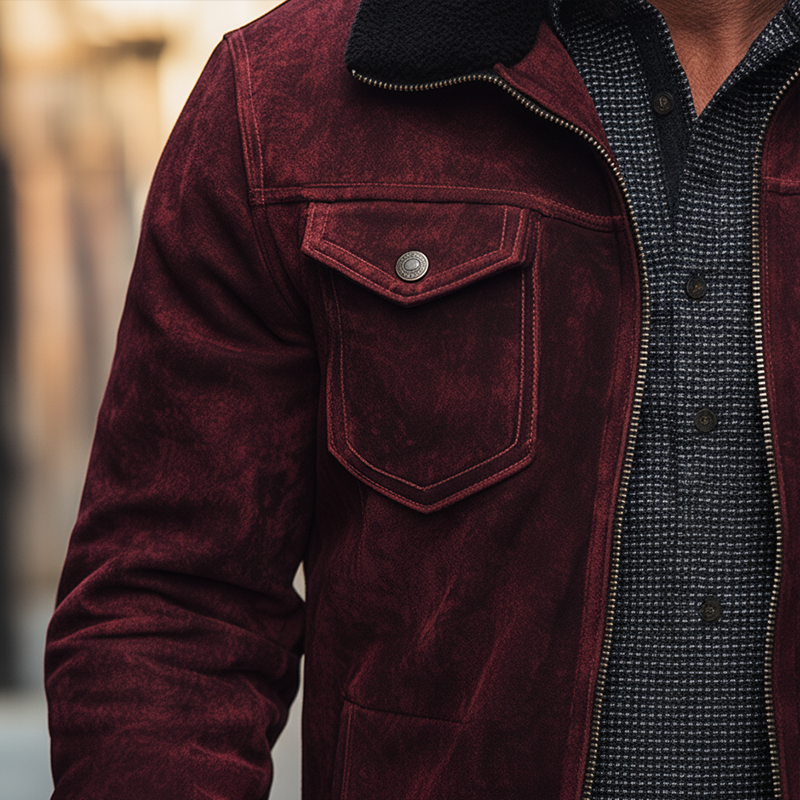 Men's Winter Retro Faux Suede Faux Fur Collar Zipper Jacket MTA2891K8P