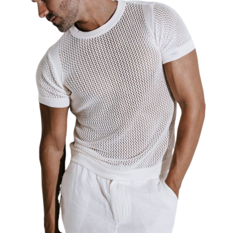 Men's Spring and Summer Fashionable Casual Slim Fit Knitted Short-sleeved T-shirt 66493524K