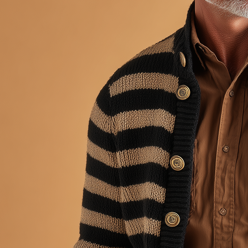 Men's Winter Fashion Striped Knitted Cardigan MTA0182I5P