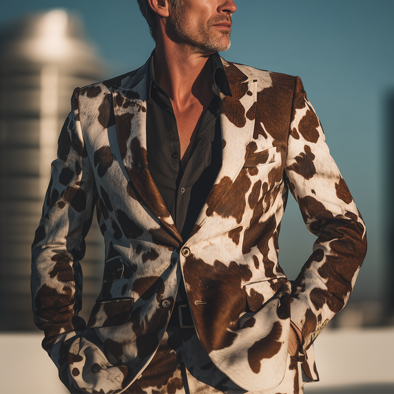 Men's Vintage Cow Print Blazer MTA1541H4P