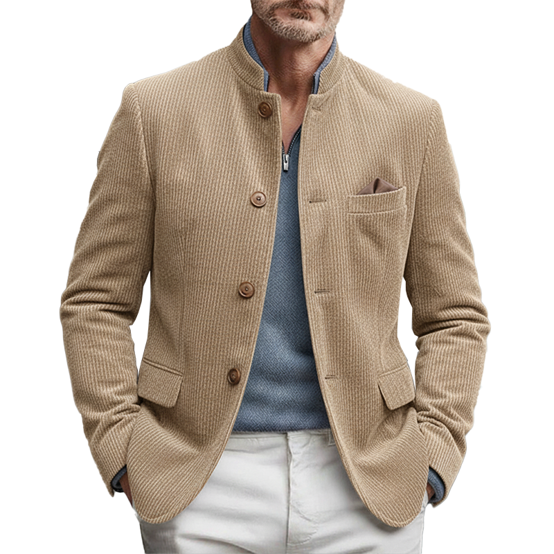 Men's Winter Retro Corduroy Stand Collar Button Jacket MTA2883K8P