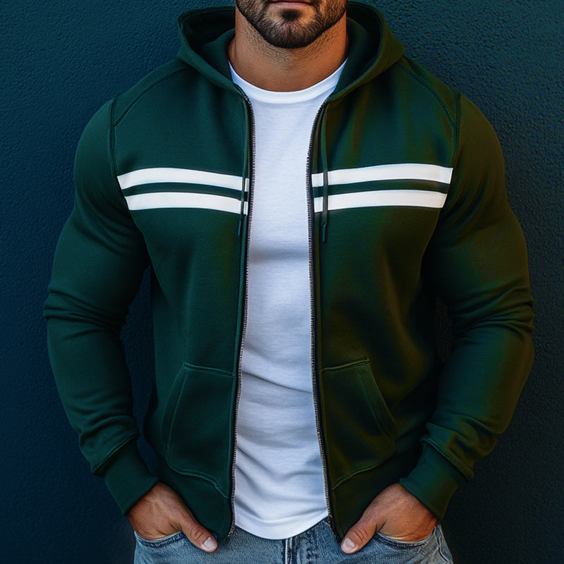 Chaqueta deportiva con capucha y diseño retro informal con bloques de color para hombre 35309110TO