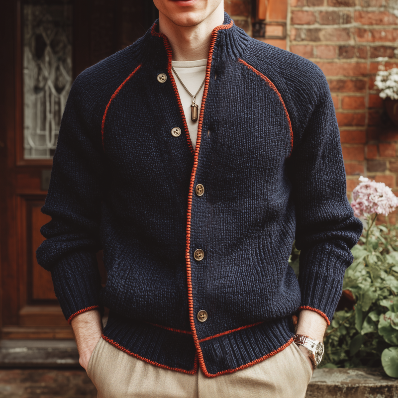 Men's Classic Elegant Stand Collar Button Knit Cardigan MTA3068I7U
