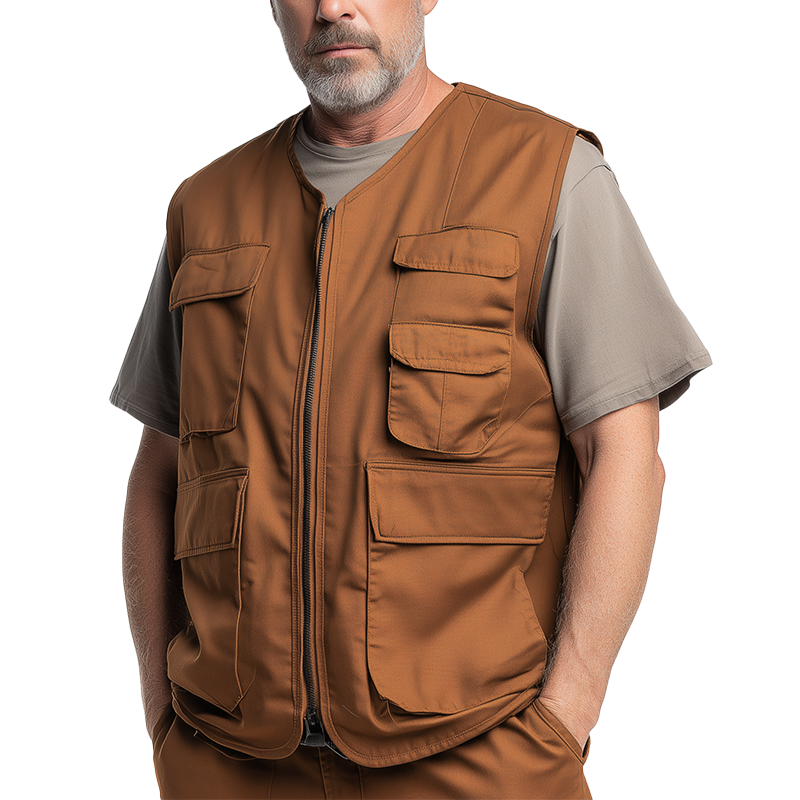 Men's Multi-Pocket Solid Color Work Vest MTA2631H3P
