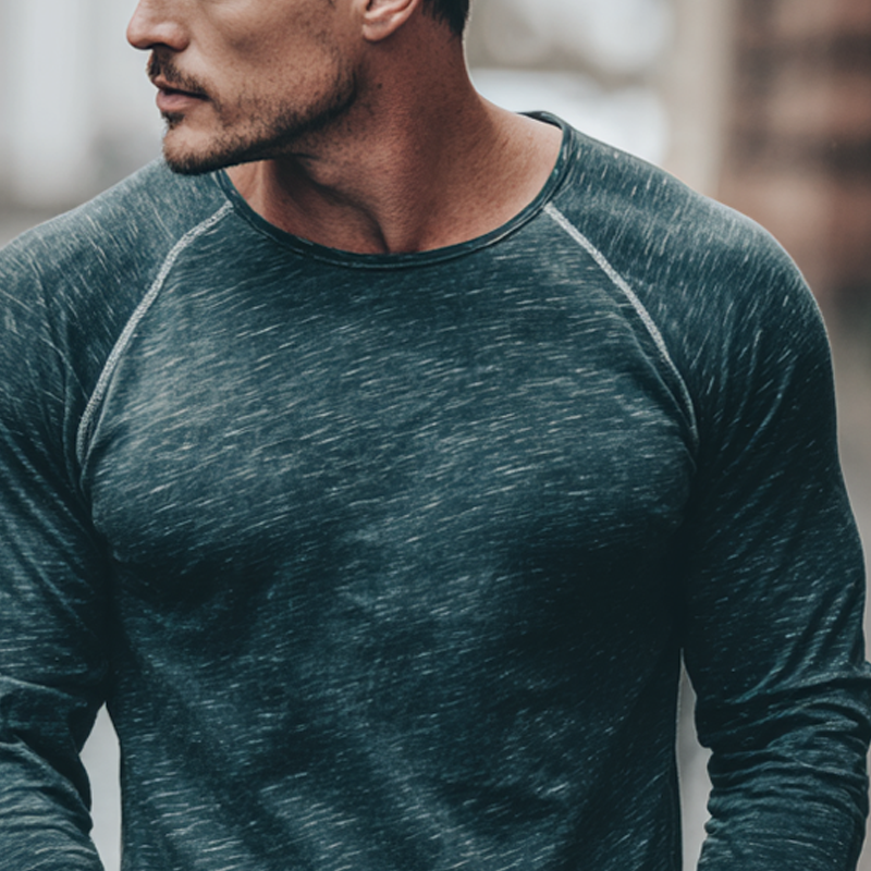 Men's Cotton Blend Long-sleeved Crew Neck T-shirt MTA0723H5X