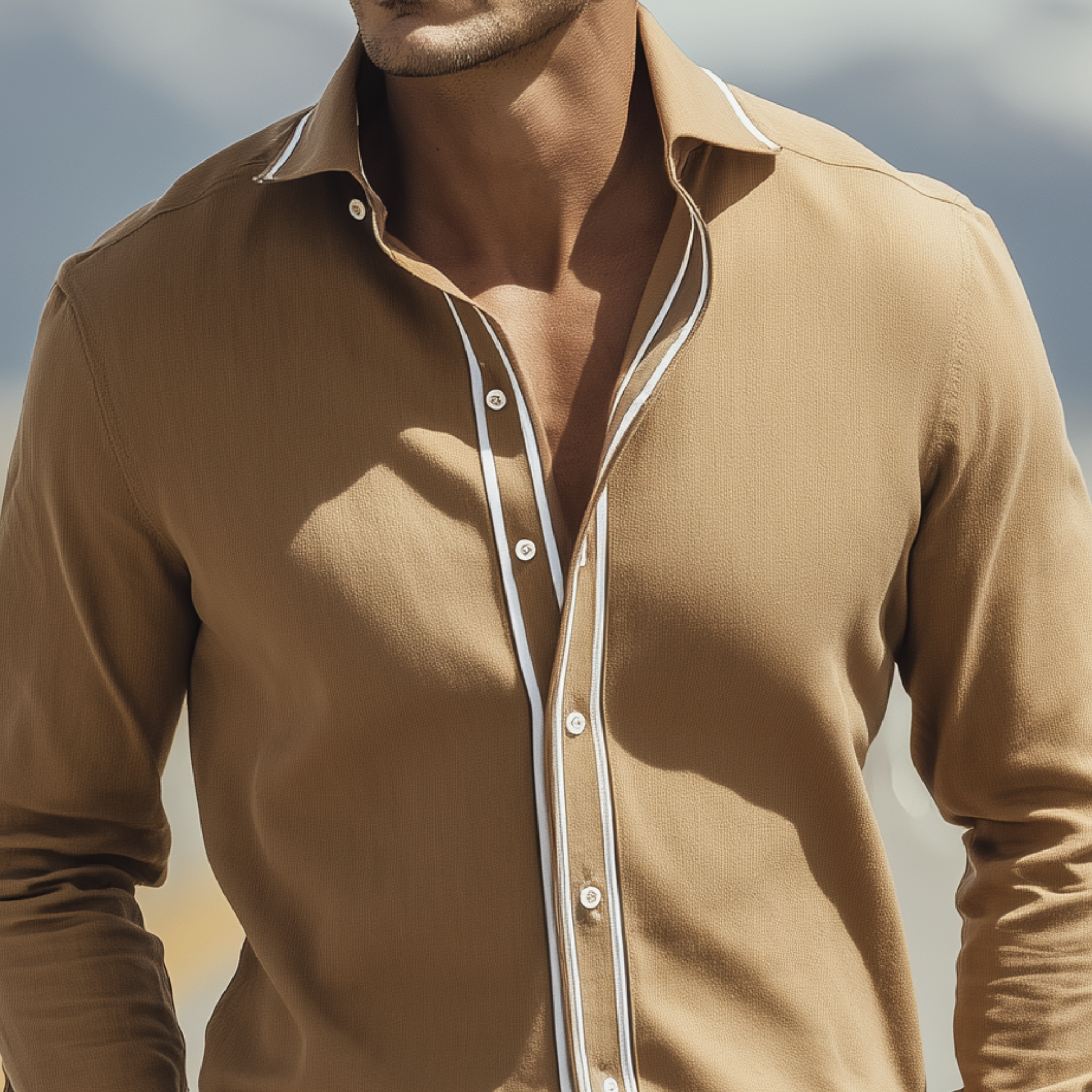 Men's Classic Casual Cotton Blend Slim Fit Long Sleeve Shirt MTA1467H3K