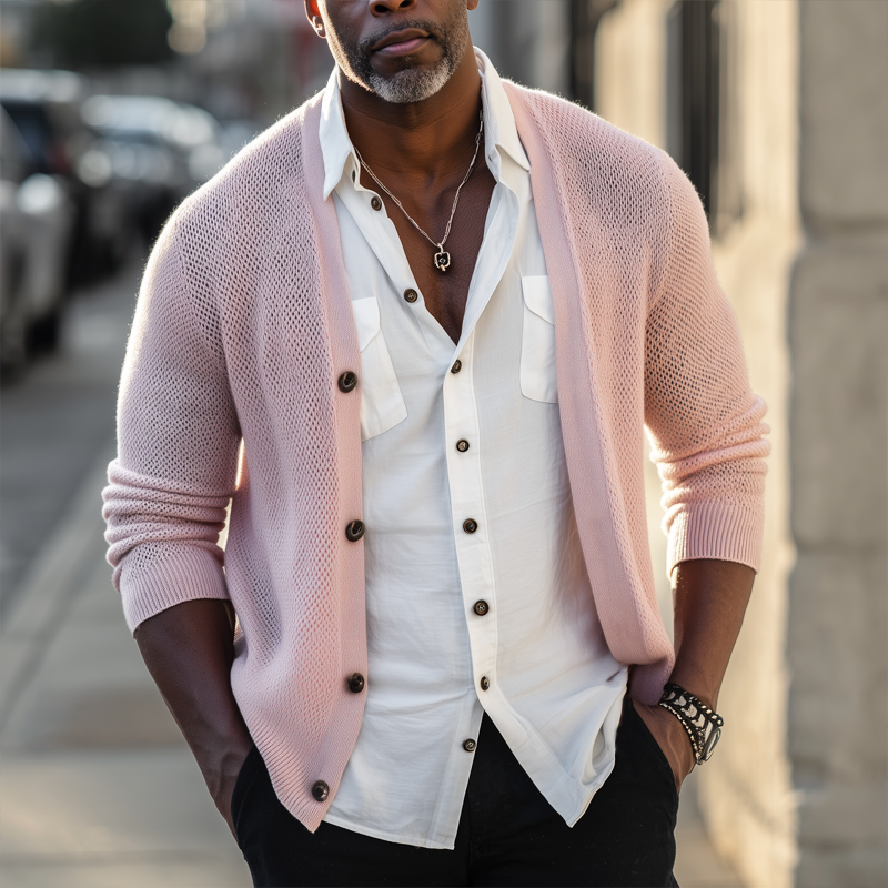 Men's Casual Solid Color Button Knit Cardigan MTA2273H7U