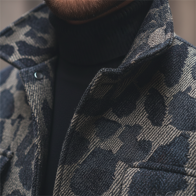 Men's Winter Retro Twill Faux Denim Stand Collar Jacket MTA0404K8P