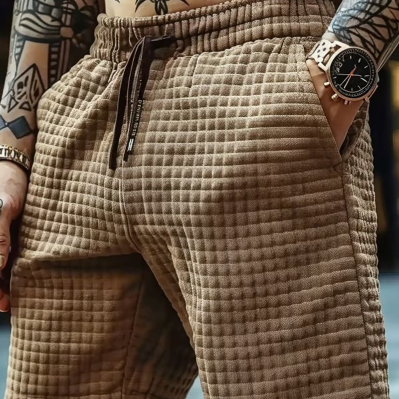Men's Textured Fabric Elastic Waist Casual Shorts MTA2106F2X