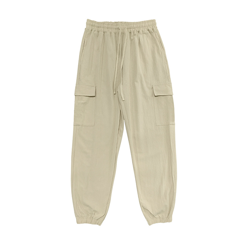 Men's Classic Casual Multi-Pocket Cotton and Linen Cargo Pants 31541550K