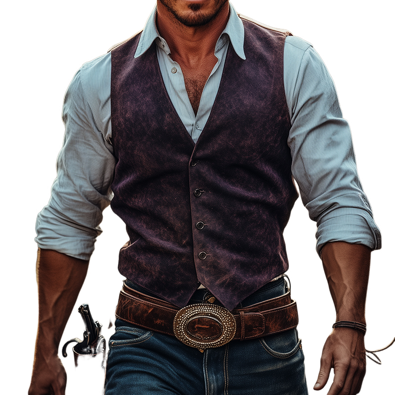 Retro Casual Western Cowboyvest for menn 00545596TO