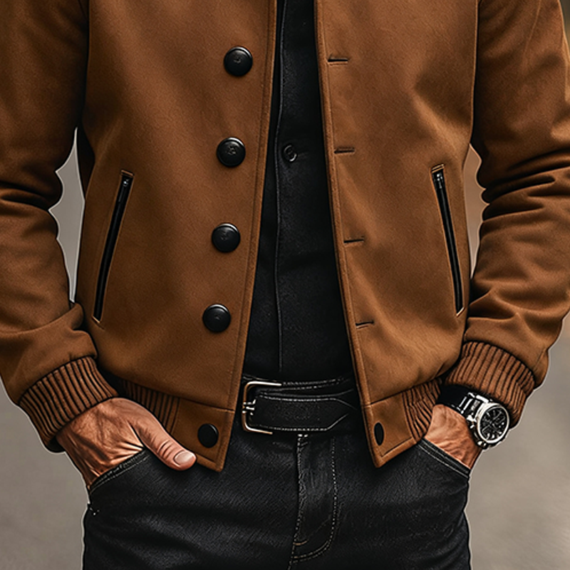 Men's Vintage Solid Lapel Faux Suede Jacket MTA2877J4X