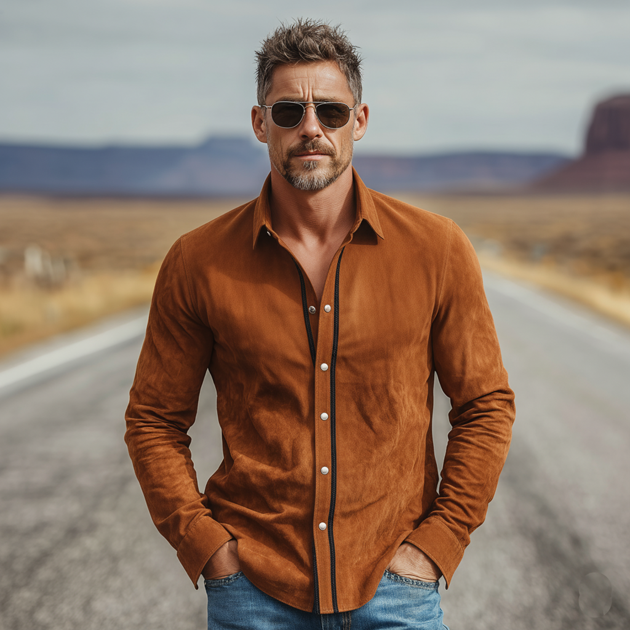 Men's Classic Casual Faux Suede Long-sleeved Shirt MTZ0957A1K