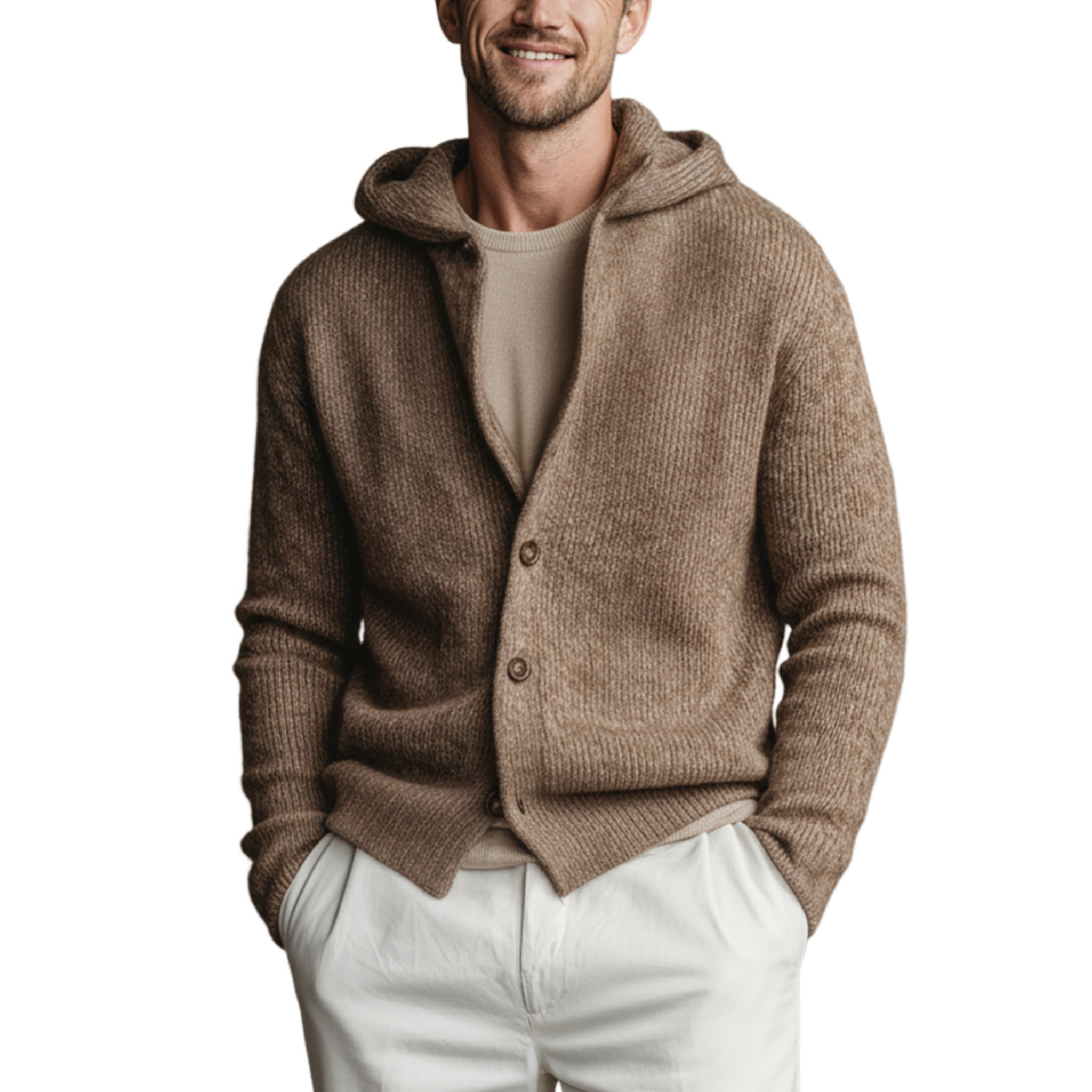 Men's Classic Casual Hooded Knit Cardigan MTA1374J5K