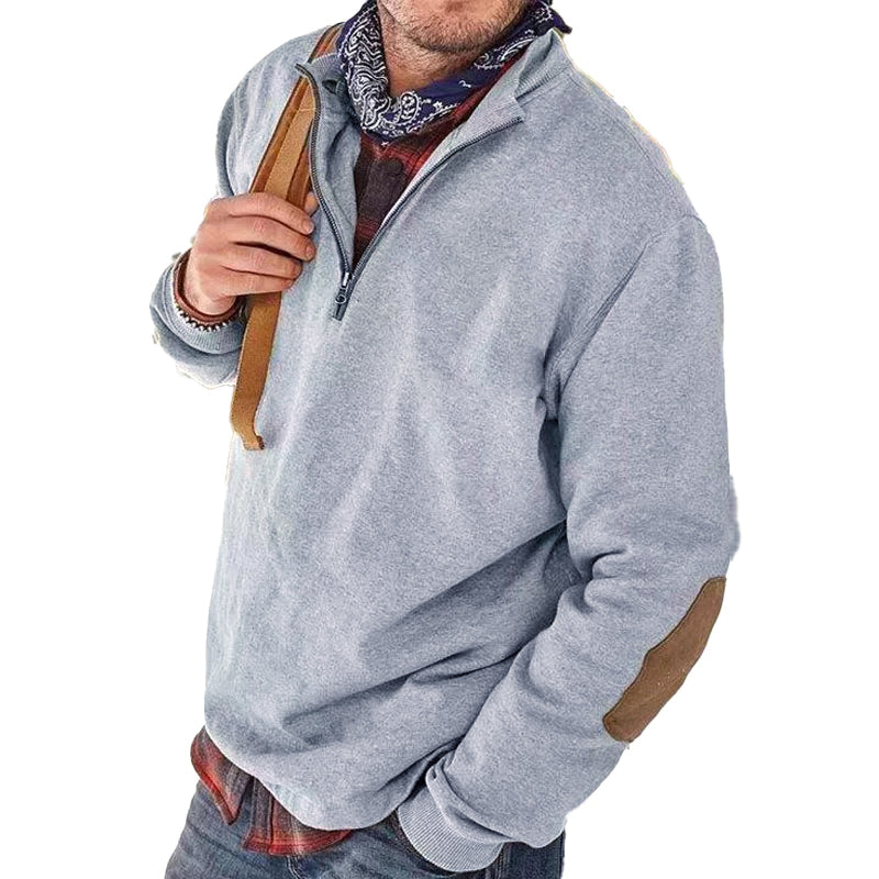 Sudadera informal de manga larga con solapa y cremallera de color liso para hombre 31386354Y