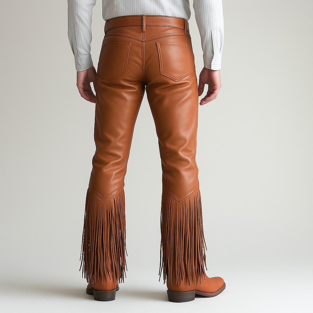 Men's Summer Western Cowboy Style Leather Tassel Trousers MTA1494E8P