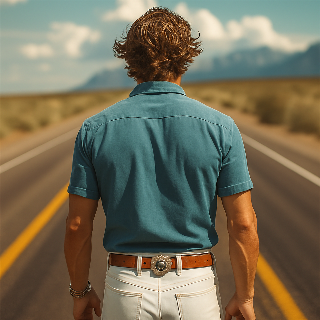Men's Fashion Casual American Retro Western Tough Style Thin Suede Embroidered Slim Short-sleeved Shirt MTA0772F2K