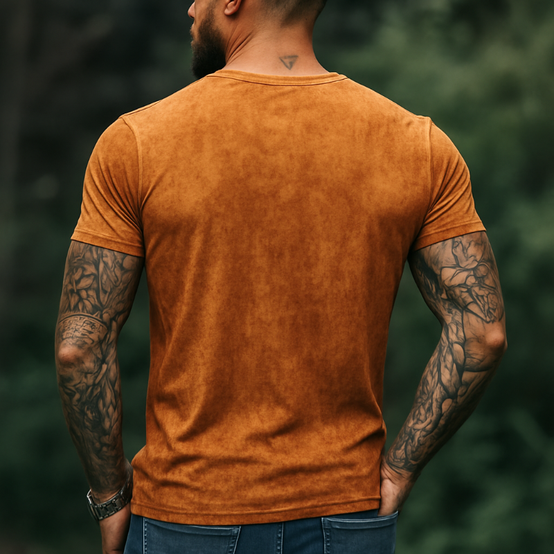 Men's Retro Casual Shabby Printed V-Neck Short Sleeve T-Shirt MTA2555D1TO