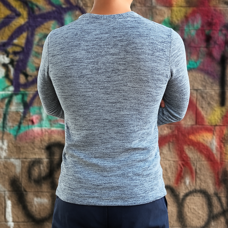 Herre retro rund hals slim fit langermet t-skjorte MTA0421G5TO