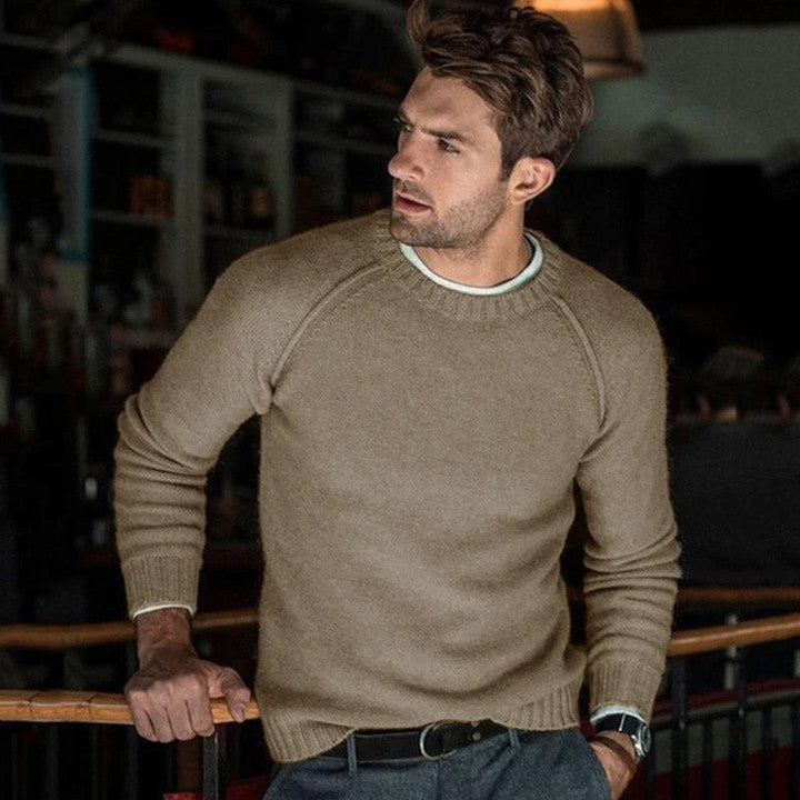 Maglione pullover in maglia con scollo rotondo tinta unita da uomo 85798282X